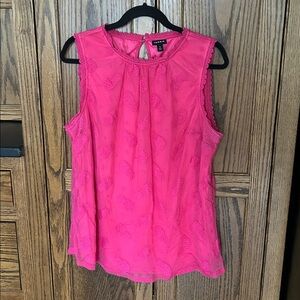 Ruffle Sleeveless Blouse Tank Mesh Pink Pineapple